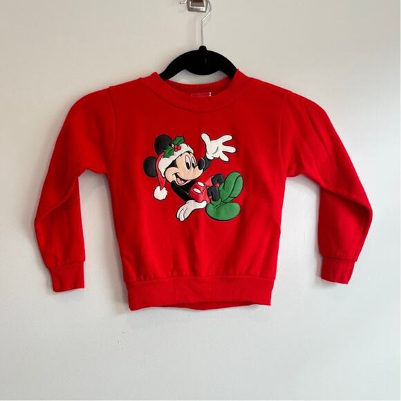 Vintage Holiday Kids Sweatshirt Mickey Mouse Christmas Graphic 4t Red Soft - Picture 1 of 6